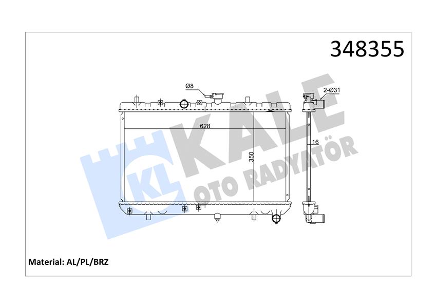 KLR-348355 Motor Su Radyatoru Kia Rio 1.3 1.5 2000-2005 Manuel Vites