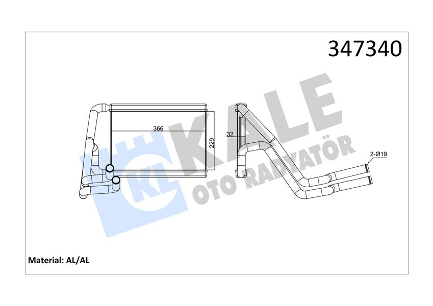 KALE 347340 Kalorifer Radyatörü Hyundai İx35. Tucson 1.6l G4fd Gdi 11-15 2.0l D4ha Crdi 10-15 / Kia Sportage 1.6 L G4fj T-Gdi 11-15 2.0l D4ha Crdi 10-15 - Aleminyum