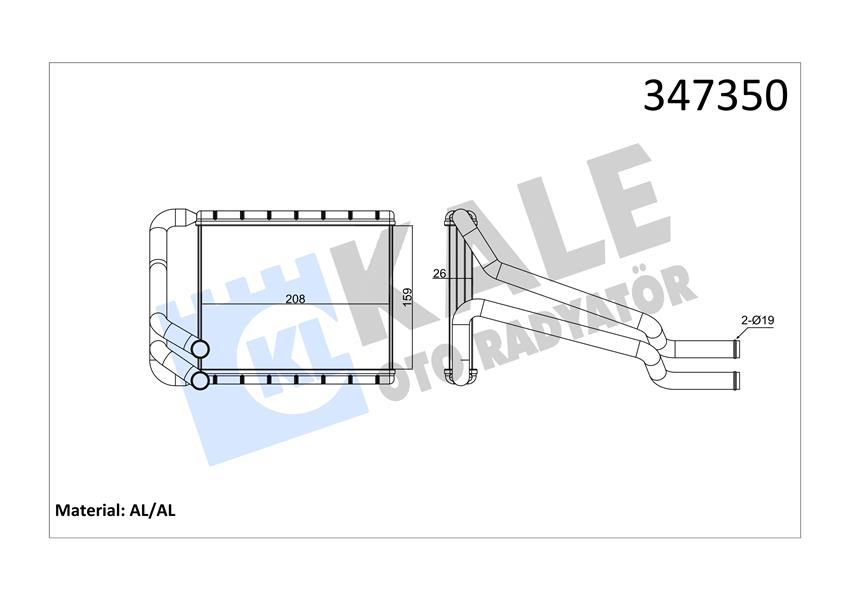 KAL 347350 Kalorifer Radyatörü A/M 211x159x27 : Kalorifer Petegi I30/Elantra/Ceed/Cerato