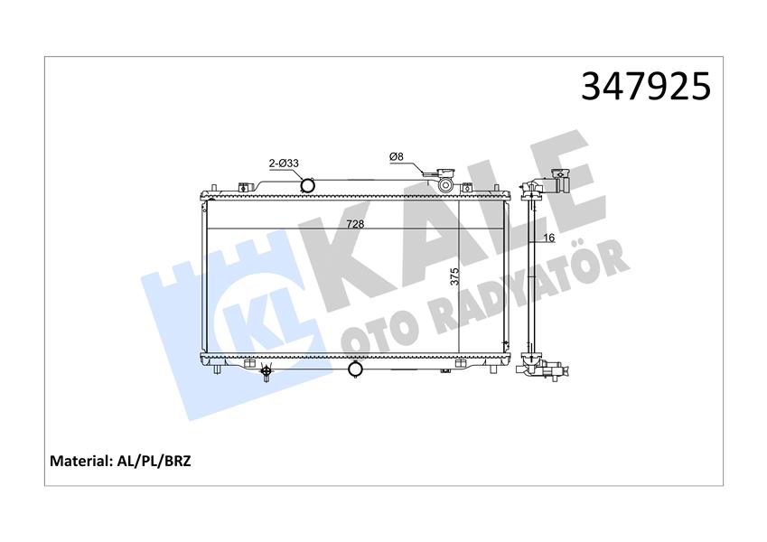 KALE-347925 Radyator 6 Cx-5 (Mt) Al Pl Brz