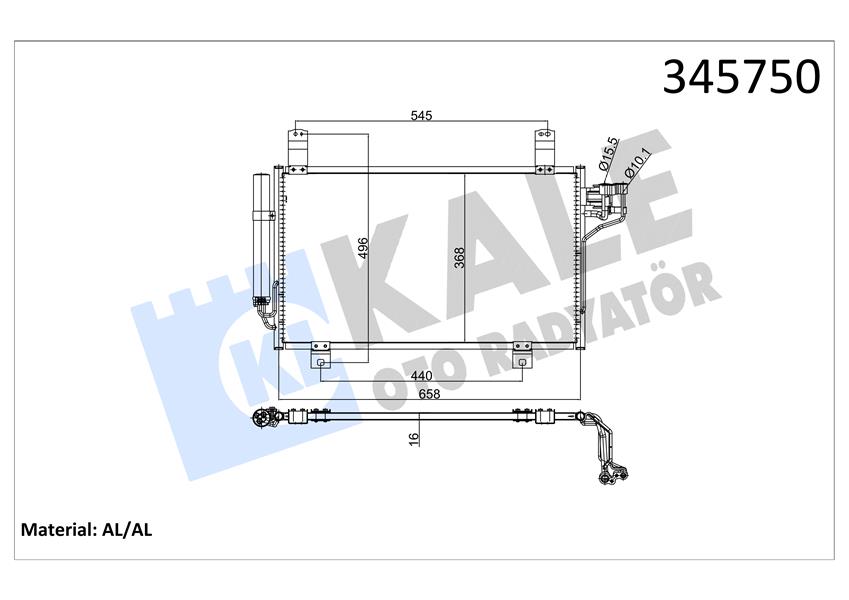 KALE 345750 Klima Radyatörü Kondenser Mazda Cx-5 2.2l Sh Dizel Skyactiv Ke Kf Kasa 12->