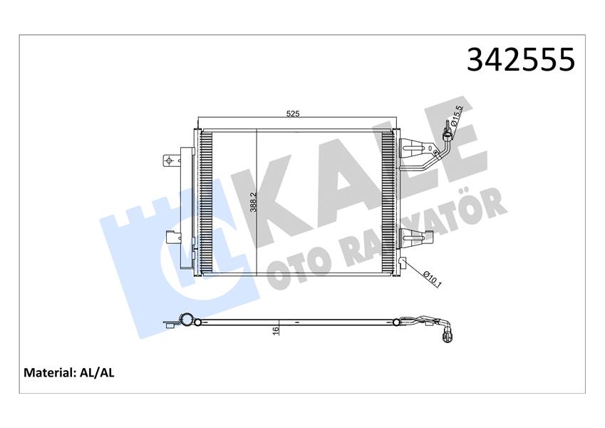 KALE 342555 Kondenser Al/Al Colt Vi 1.5 Turbo-1.1-1.3-1.5 Czt-1.6 16v 04-12