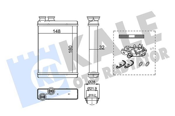 KALE 355235 Kalorifer Radyatörü Peugeot P308 13>21 Citroen C3 09>16 C4 Cactus 14> Ds3 09>15 Brazing
