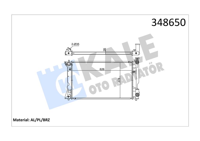 KLR-348650 Su Radyatoru Brazing (Toyota  Avensis 2.0 16v 03- ) (Mt)