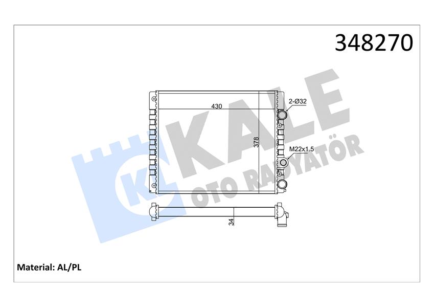 KALE 348270 Radyatör Al/Mknk Arosa-Volkswagen Lupo-Polo 1.4 Mt
