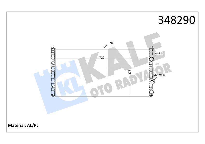 KALE 348290 Radyatör Al/Mknk Passat Iv 1.6i Cl/Gl 1.8i/2.0/2.8 Vr6 Mt