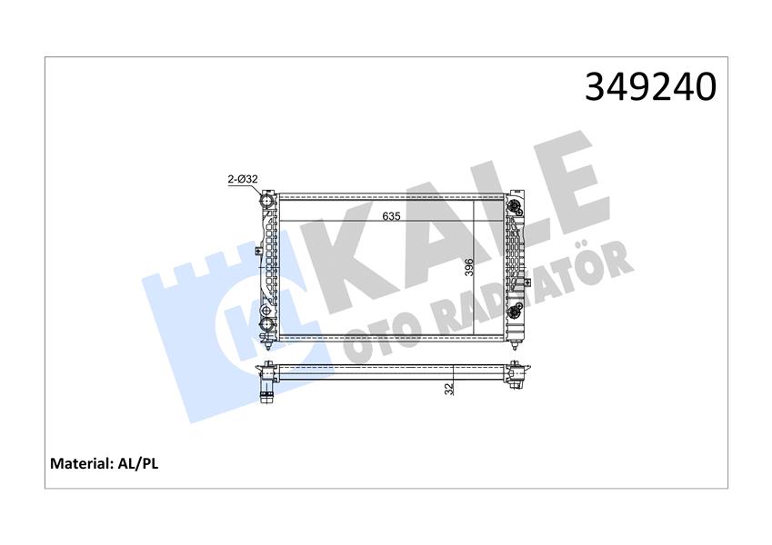 KALE 349240 Radyatör Passat 96-00 A4 95-01 A6 00-05 Adp-Ahl-Ana-Arm Ac Klimasiz Mek Otom 630x412x34