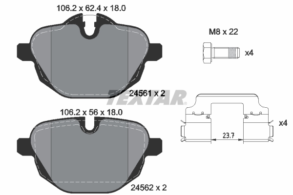 TEXTAR 2456101 Fren Balatasi Arka Bmw G30 G31 G38 G32 G11 G12 G01 G08 G02 G05 G06 F10 F11 F18 F25 F26 E89