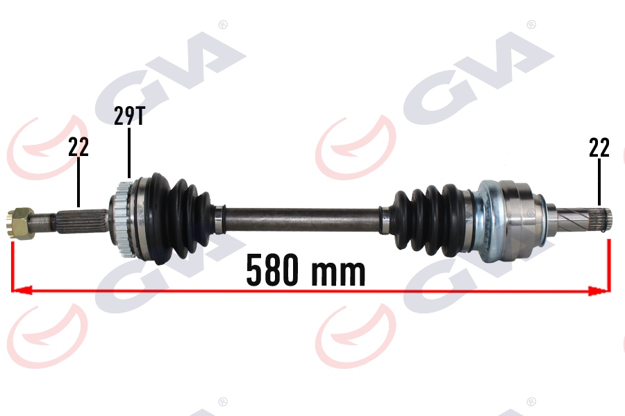GVA 4490911 Komple Aks Sol Opel-Meriva A 1.6 03-10 Abs Li 29 Diş 580mm
