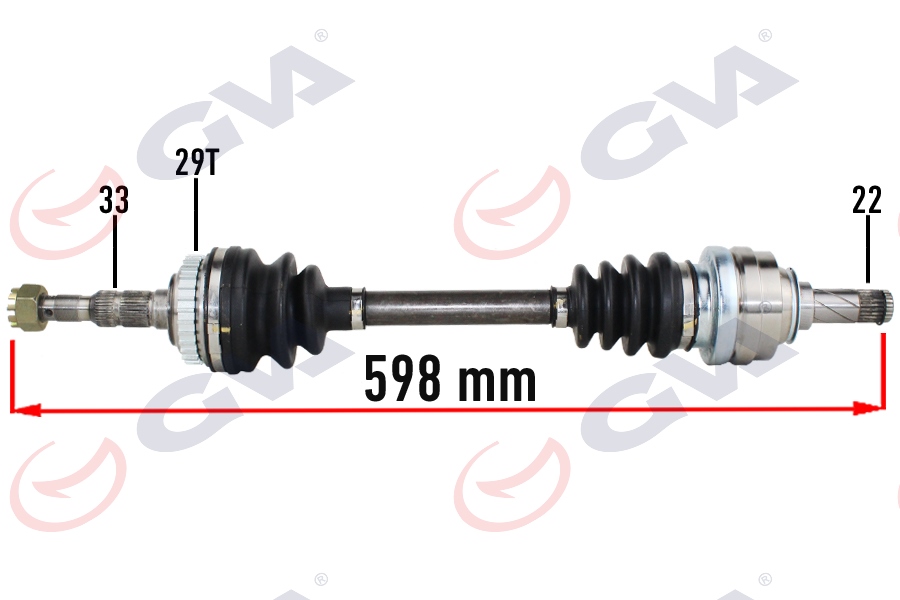 GVA 4490116 Komple Aks Sol Opel Vectra B 1.6 99-02 Makyajli Kasa Abs Li 29diş 598mm