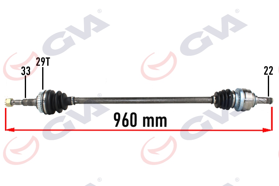 GVA 4490115 Komple Aks Sağ Opel Vectra B 1.6 99-02 Makyajli Kasa Abs Li 29diş 960mm