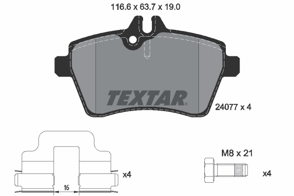 TEXTAR 2407701 Fren Balatasi On Mercedes W169 W245