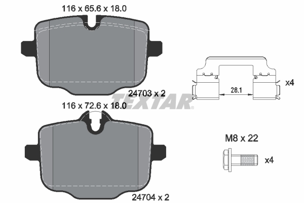 TEXTAR 2470301 Fren Balatasi Arka Bmw G20 G80 G28 G22 G82 F10 F11 F12 F13 F06 G32 G01 F97 G08 G02 F98
