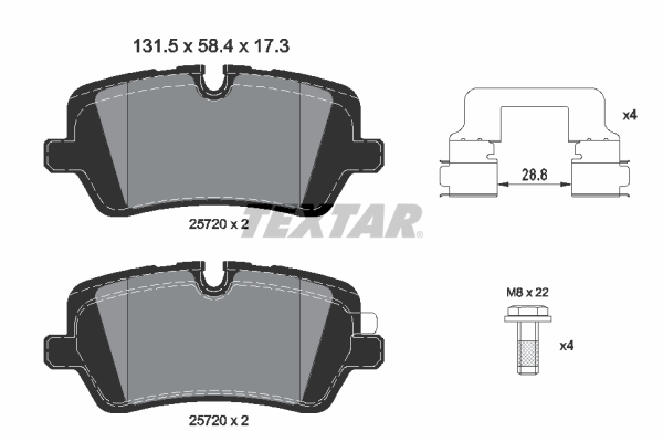 TEXTAR 2572001 Fren Balatasi Arka Land Rover Defender L663 Discovery L462 Range Rover L405 L494