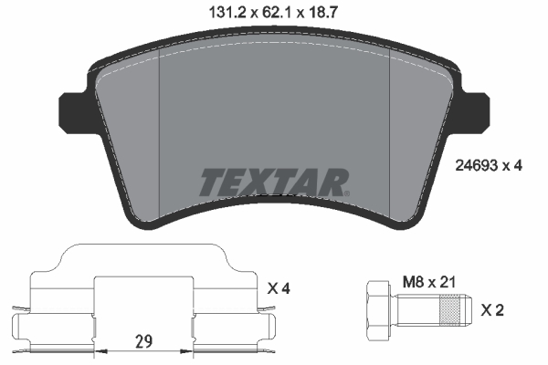 TEXTAR 2469301 Fren Balatasi On Mercedes Citan W415 12> . Renault Kangoo Iii 08> 1.5dci 1.6 16v
