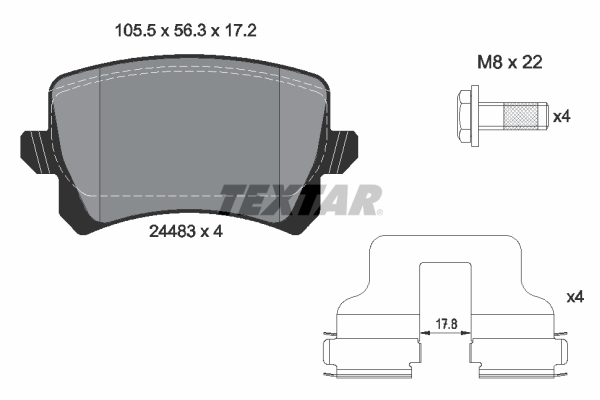 TEXTAR 2448301 Arka Balata Caddy-Tiguan-Passat-A6-Q3 11 >