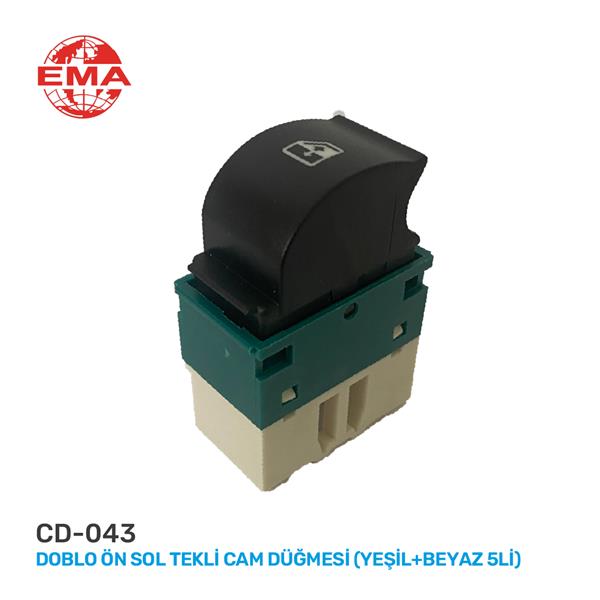 EMA CD-043 Cam Açma Anahtari Doblo Ön Sol Tekli Yeşil-Beyaz 5 Fişli