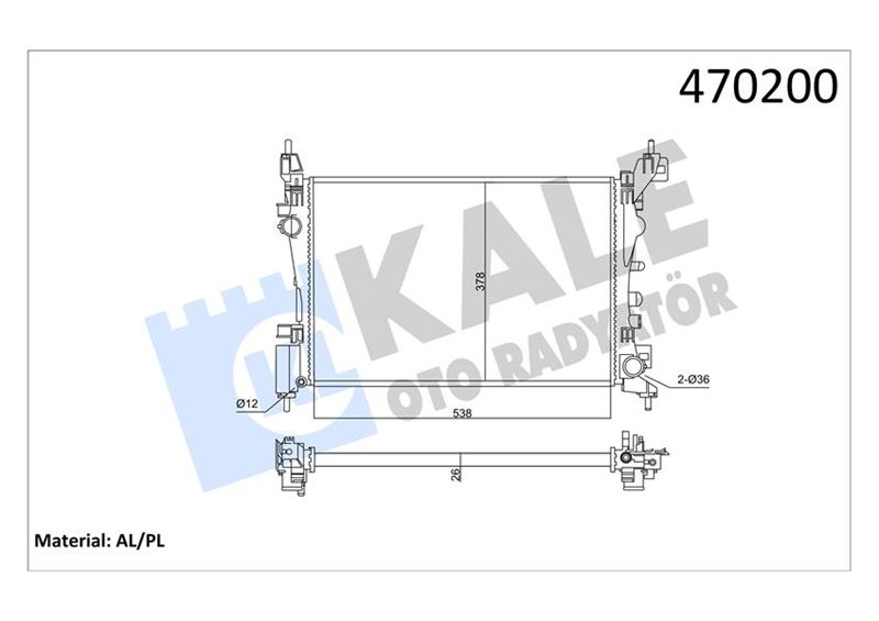 KALE 2501082AL Motor Su Radyatörü Opel Corsa D-Corsa E 1.2-1.4 A12xer A12xel B12xel A14xer B14xer 11> 540x378x23 351220