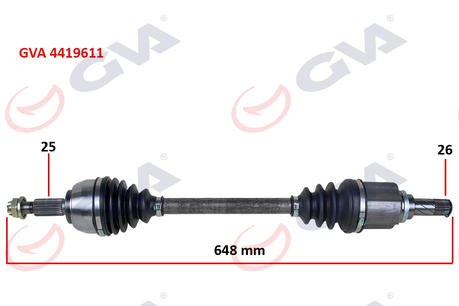 GVA 4419611 Komple Aks Sol Dacia Dokker 1.5 Dci 12- 648mm