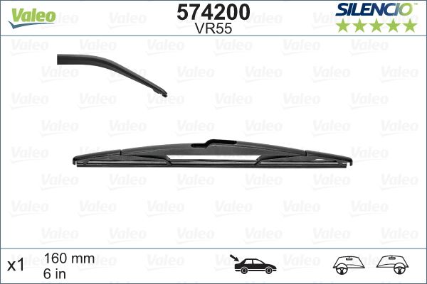 VALEO 574200 Valeo Silencio Vr55 X1 160 Mm Arka Citro N Ds5 ; Ds Ds 5 Silencio Silecek Lastiği Binek