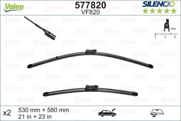VALEO 577820 Silencio Vf820 X2 530 580mm Ön Panamera Silencio X-Trm Flat Blade Muz Tipi Silecek Binek