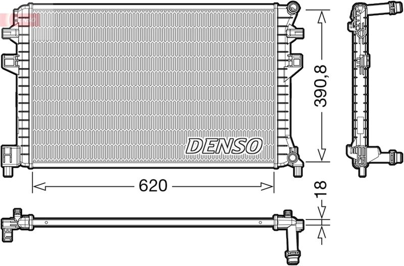 DENSO DRM02018 Su Radyatörü Vw-Skoda-Seat-Audi 13> Golf7-Passat-A3-Leon Cjzb-Cyva-Cjza-Cyvb-Cpva-Cpta-Chpa-Clha-C Lhb-Crka-Crkb 1.2 Tsi-1.4 Tsi-1.6 Tdi
