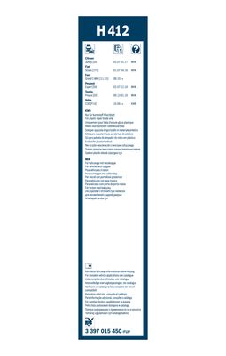 BOSCH 3397015450 Arka Cam Silecek Süpürgesi 400mm Combo E-Zafira Life-C3-Berlingo-Partner-Expert-P208-P307