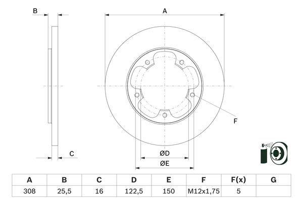 BOSCH 0986479F44 Fren Diski Ford Transit Ft 310 2.0 Tdci; Transit Ft 310 2.2 Tdci; Transit Ft 330 2.0 Tdci; Transit F