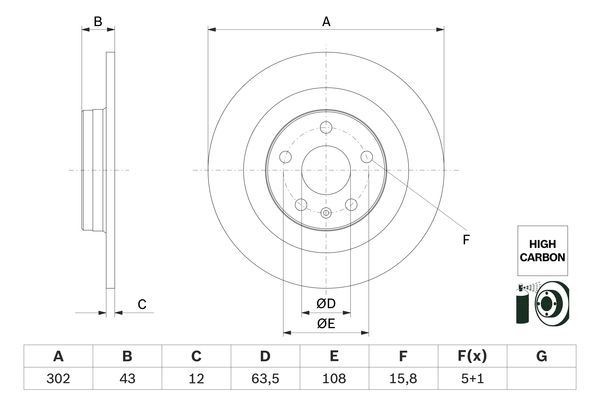 BOSCH 0986479F31 Arka Fren Aynasi Volvo S60 Iii-19 > V60 18 >V90 16 > Xc60 17 > S90 16 > 302x5dl 16 İnç