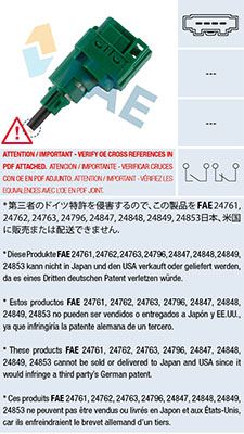 FAE 24760 Fren Pedal Müsürü 29316 Bora-Golf4-T5-Octavia-A3-Leon