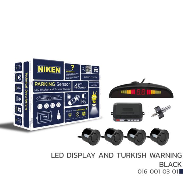 NIKEN 0160010301 Park Sensörü Led Ekran Ve Turkce Uyari Siyah 22mm