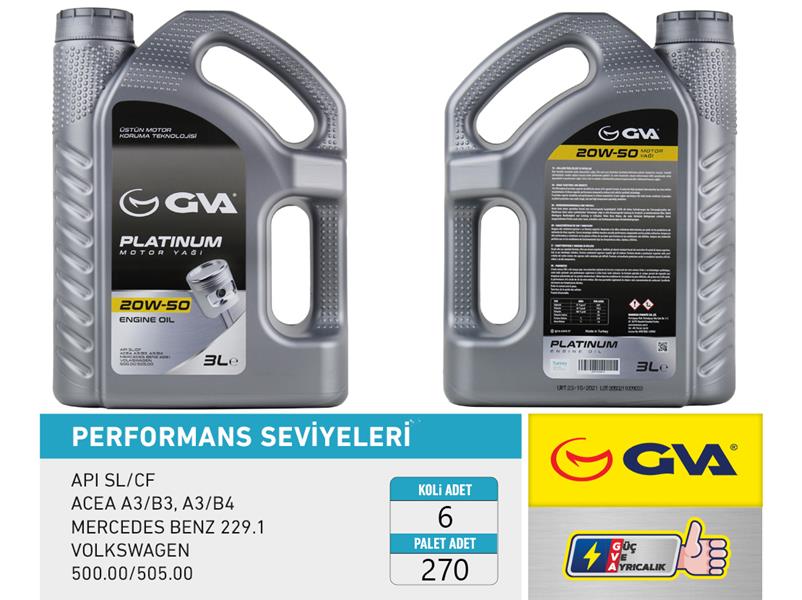 GVA 9921522 Motor Yaği 20w50 4 Lt Platinum Mineral Api Sl/Cf
