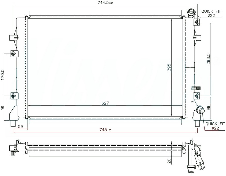 ORIS BSE901016 Radyatör Brazing Leon-Toledo 1.2 Tsi-1.4 Tsi 2004> 628x403x16 Mt