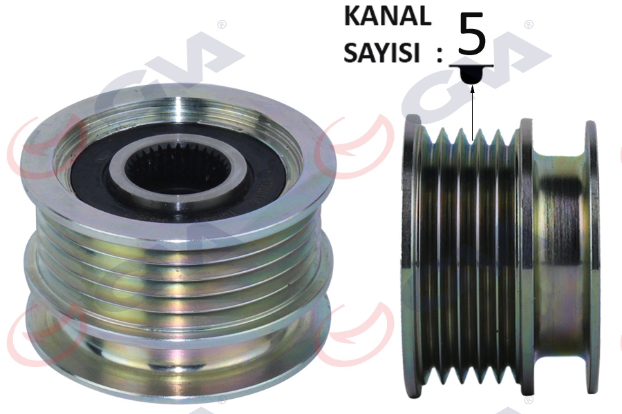 GVA 2811003 Alternatör Kasnaği Rulmanli Megane-Clio Ii-Kangoo-Twng-Symbol Ii 01- 5 Kanalli K9k-K4m