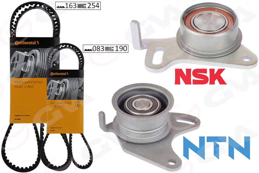 GVA 59T9174 Triger Kayiş Seti Eksantrik Seti Hyundai H100 2.5l D4bx 4d55 Panelvan. Kamyonet E.M. 88-96 / Mitsubishi L200 L300 2.5l 4d56 8v E.M. 86-99 2 Kayiş 2 Rulman 163x250 083x190