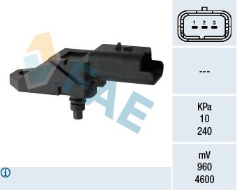 FAE 15046 Emme Borusu Basinç Map Sensörü P206-P207-P307-P308-P407-P508-Partner-Berlingo-C2-C3-C4-C5-Jumpy- Expert-Xsara 1.6-2.0hdi Focus-Kuga-Fiesta 1.6-2.0 Tdci