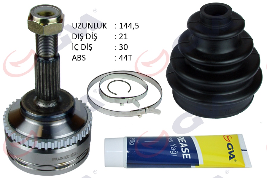 GVA 4414130K Aks Kafasi Diş Ön Clio Ii 98-05 Kangoo 98-08 1.5 Dci Abs Li 44diş 21x30x52.2 144.5mm