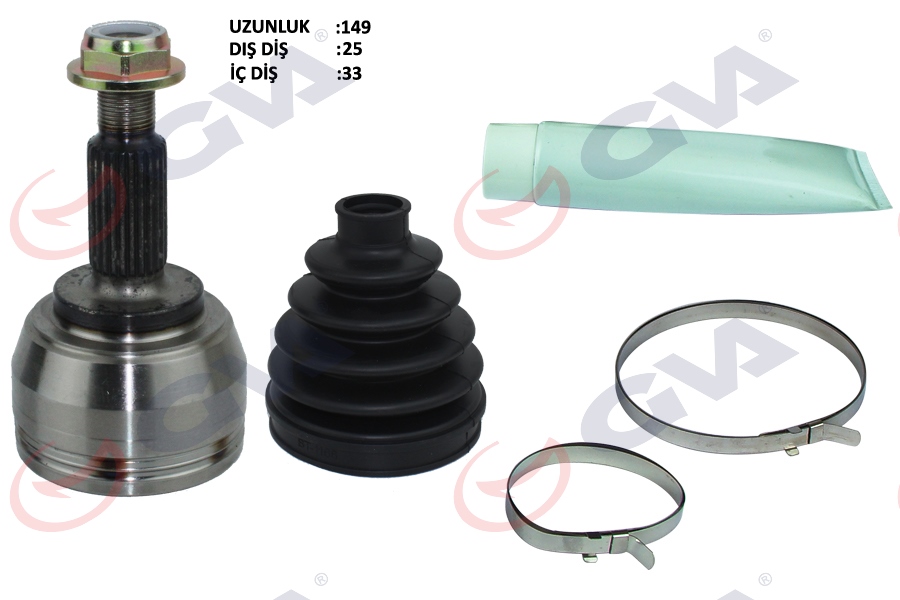 GVA 4411430K Aks Kafasi Diş Ön Renault Fluence 09- Megane Iv 1.5 Dci 6 Vites 25x33x52.7 148mm