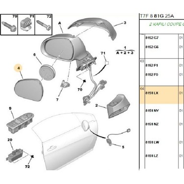 SPJ.L1319 308 Elektrikli Ayna Cami Sol 06 >