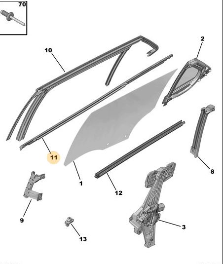 PSA 98259675XT Sağ Arka Cam Diş Siyici Fitili Peugeot P2008 P24e 19>