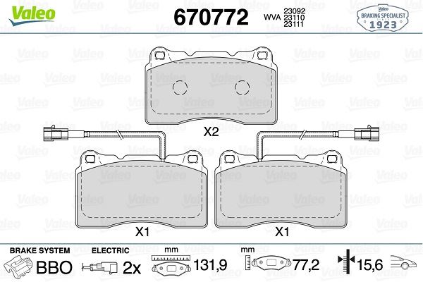 VALEO 9002184 Ön Disk Fren Balatasi Alfa Romeo 147 3.2 07/02-12/07 Alfa Romeo 159 1.8/2.2/3.2/1.9d/2.4d 09/05-11 Fte Kirmizi Kutu