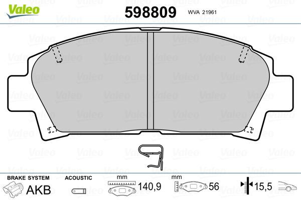 VALEO 670809 Ön Balata Avensis 1.8 Vvt-I-2.0 Vvt-I-2.0 D-4d 15 Lik