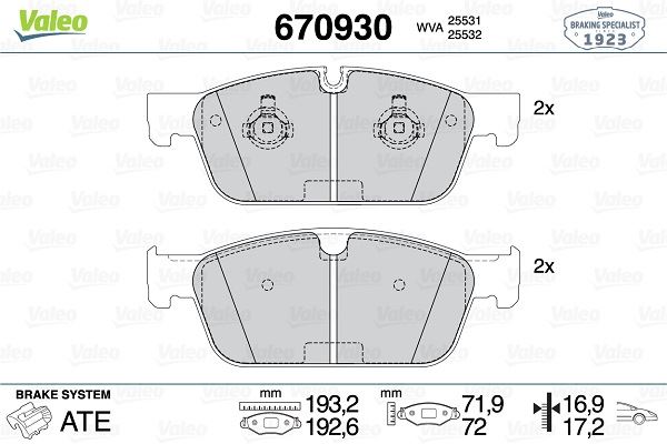 VALEO 670930 Ön Disk Fren Balatasi Mercedes-Benz Ml550 2012>