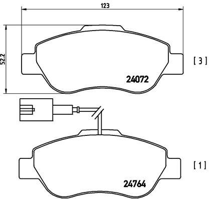 VALEO 671015 Ön Balata Doblo 1.3-1.6-1.9 Jtd 02 > Fiorino 1.3-1.4 Mtj 08 > Fiat 500 1.4 07 >
