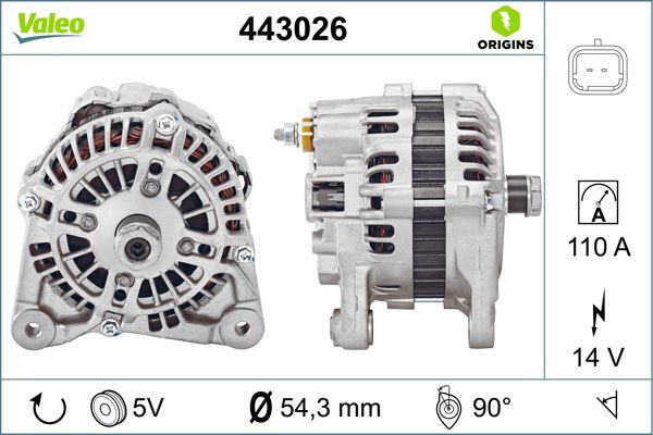VAL-443026 Alternator 12 V Kasnakli 110a Renault Clio 1,5 Dci 03-/ Kangoo 1,5 Dci 03-/ Megane 1,5 Dci 03×5+4