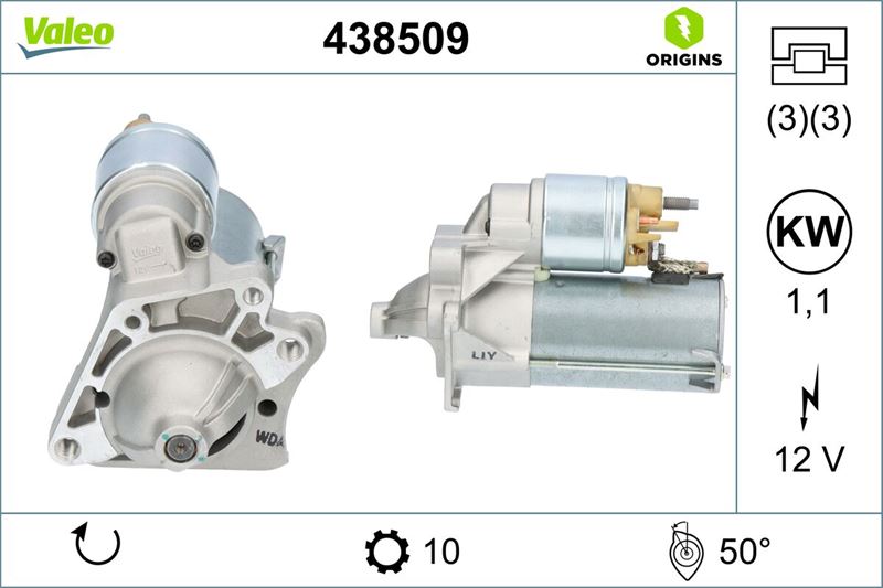VALEO 438509 Marş Motoru 12v 1.1kw Renault Clio Iii 09>14 Laguna Iii 07>15 Megane Iii 09>16 Scenic Iii 09>16 Daci A Duster 10> 1.6 K4m
