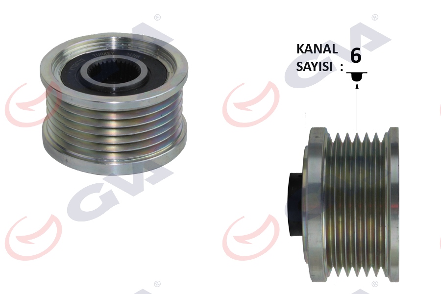 GVA 2829110 Alternatör Kasnaği Fiat Bravo Ii 06> Doblo Iii 10> Linea 09> Punto 05> Stilo 04>07 Ducato 11> 1.6d Mjet 1.9d Mjet 2.0d Mjet 6 Kanal