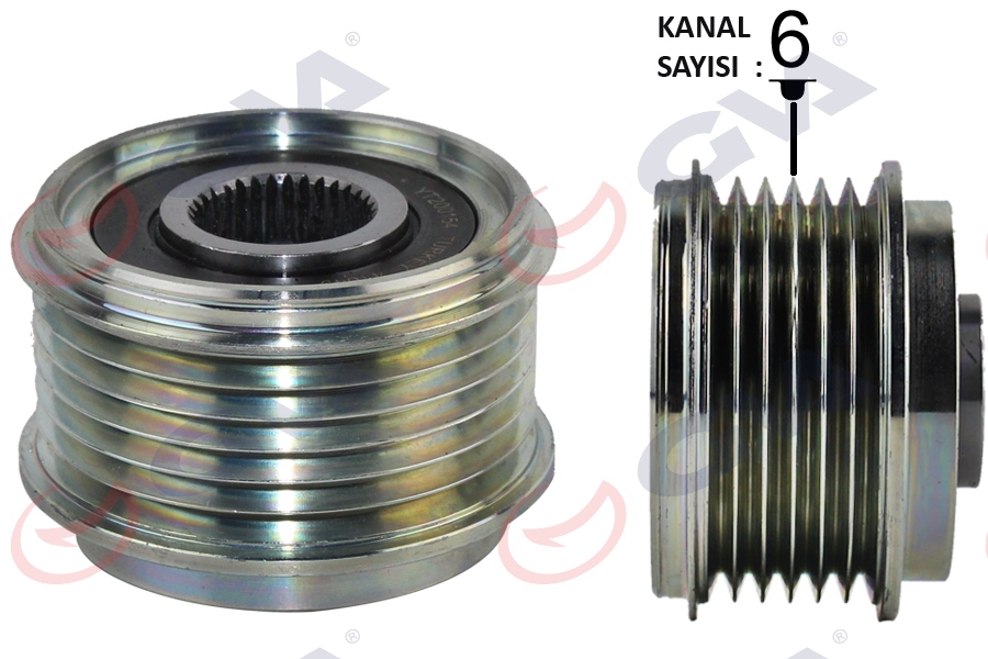 GVA 2811005 Alternatör Kasnaği Renault Clio Iv 12> Captur I 13> Clio V 19> Fluence 09>12 Kangoo Ii 08> Megane Ii-Iii-Iv Talisman 15>Kadjar 15>Dacia Duster 10>Dokker 12>Nissan Juke 10> 1.5dci 6 Kanal