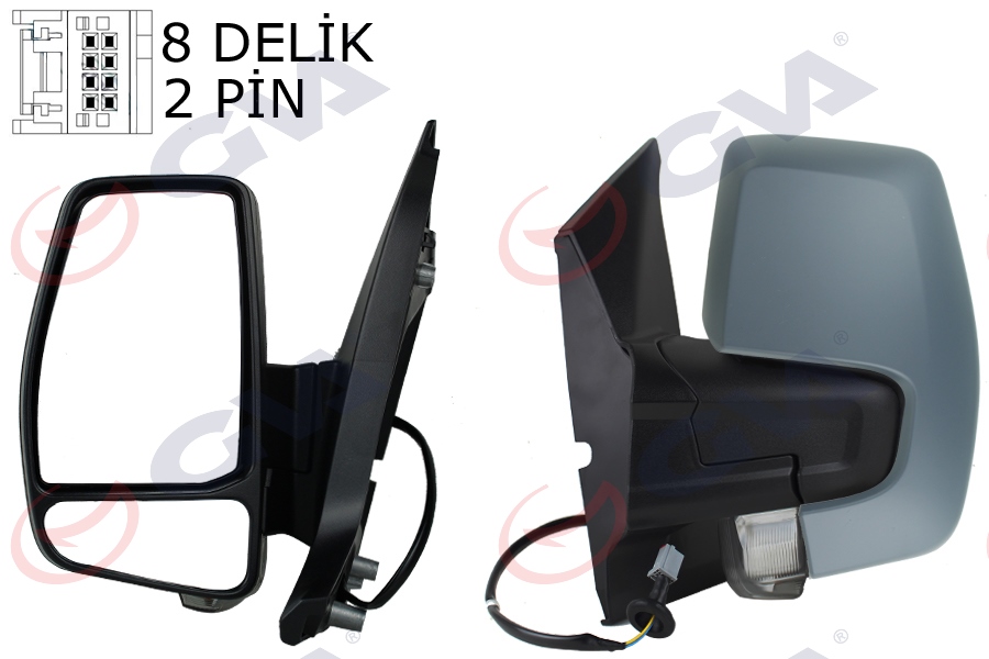 GVA 1032213 Diş Dikiz Aynasi Sol Transit Custom V362 12> 17 Mekanik Astarli Sinyalli