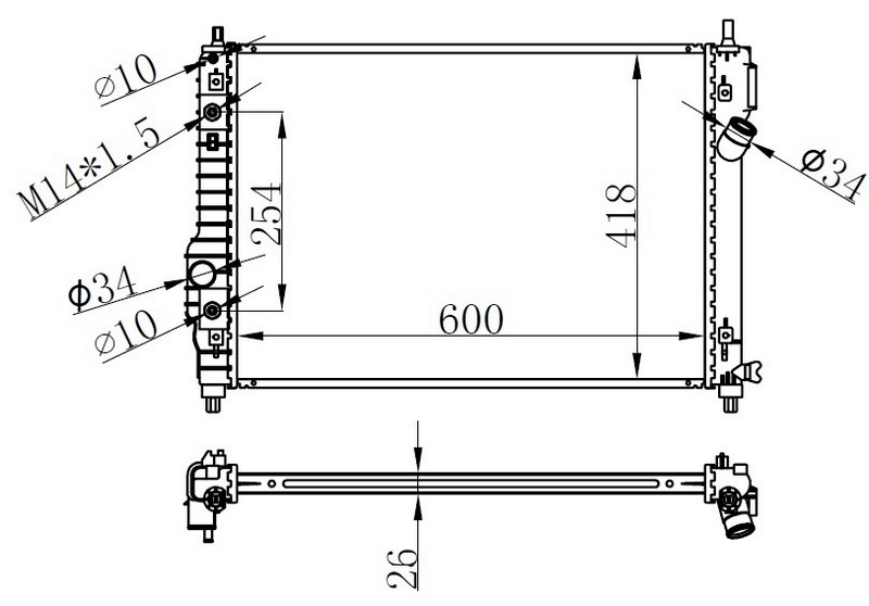 MGA-87106 Su Radyatoru Brazing Chevrolet Aveo   05-